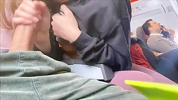 Homemade Blowjob with Blonde Girlfriend on Crowded Airplane