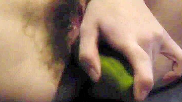 Homemade Porn Video - Busty Girl Masturbates with Cucumber and Dildo