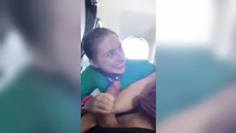 Mile High Blowjob - Amateur Teen Gives Risky Public BJ on Airplane