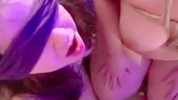Homemade Threesome with Blindfolded Slave Sluts Sharing Dick Juice