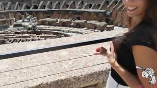 Busty Girlfriend Fucks Amateur Boyfriend at Colosseum with Real Homemade Sex