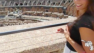 Busty Girlfriend Fucks Amateur Boyfriend at Colosseum with Real Homemade Sex