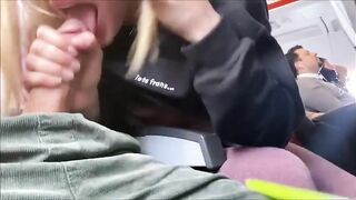 Homemade Blowjobs with Cum Swallowing on Crowded Plane