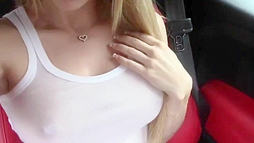 Blonde Masturbating & Squirting in Car - Homemade Amateur Porn