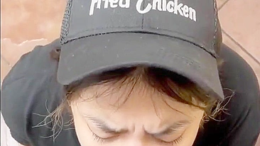 Homemade Interracial Blowjob with Big Dick & Cum Swallowing at Work