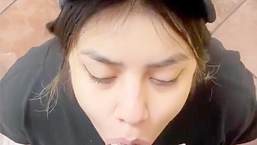 Homemade Interracial Blowjob with Big Dick & Cum Swallowing at Work