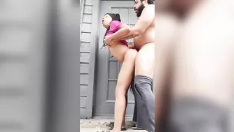 Amateur Ebony Couple Fucks in Public Doggy Style