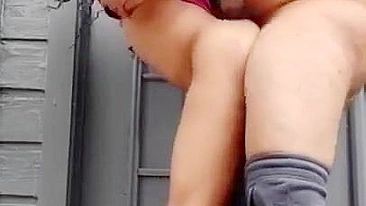 Amateur Ebony Couple Fucks in Public Doggy Style