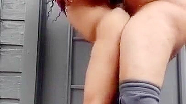 Amateur Ebony Couple Fucks in Public Doggy Style