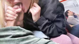 Risky Amateur Blowjob in Public on Airplane with Wild Girlfriend