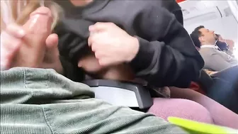 Risky Amateur Blowjob in Public on Airplane with Wild Girlfriend