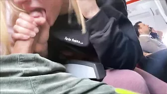 Risky Amateur Blowjob in Public on Airplane with Wild Girlfriend