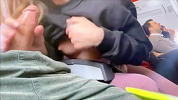 Risky Amateur Blowjob in Public on Airplane with Wild Girlfriend