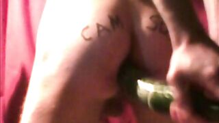 Homemade Gay Male Masturbation with Cucumber Anal Play and Dildo Deepthroat