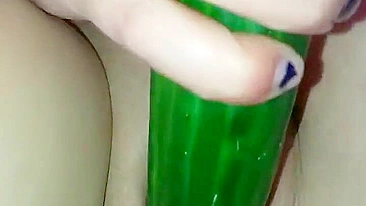 Homemade MILF Play with Big Dildos & Cucumbers