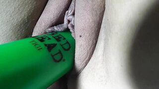 Homemade Masturbation with Shaved Pussy and Bottle Dildo