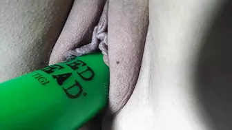 Homemade Masturbation with Shaved Pussy and Bottle Dildo