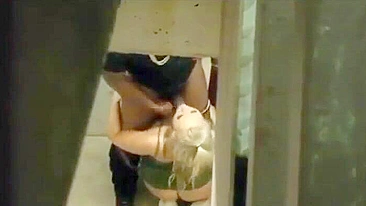 Cheating Wife Caught Blowing in Stairwell - Blowjob with Big Black Cock
