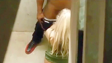 Cheating Wife Caught Blowing in Stairwell - Blowjob with Big Black Cock