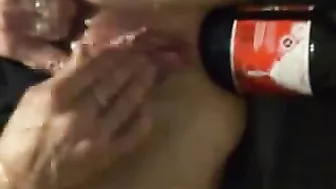 MILF Wife Anal Fisting with Big Bottle in Homemade Sex