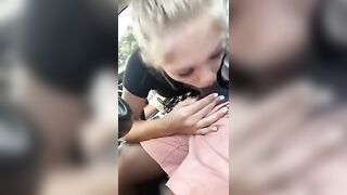 Amateur Blonde Gets Blowjob From Black Guy While Driving Homemade Interracial Sex