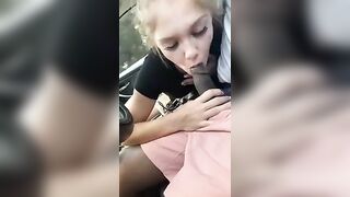 Amateur Blonde Gets Blowjob From Black Guy While Driving Homemade Interracial Sex