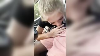 Amateur Blonde Gets Blowjob From Black Guy While Driving Homemade Interracial Sex