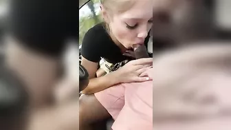 Amateur Blonde Gets Blowjob From Black Guy While Driving Homemade Interracial Sex