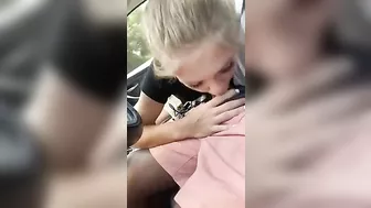 Amateur Blonde Gets Blowjob From Black Guy While Driving Homemade Interracial Sex
