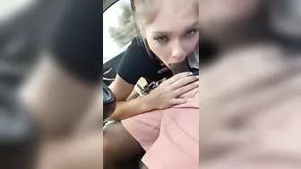 Amateur Blonde Gets Blowjob From Black Guy While Driving Homemade Interracial Sex