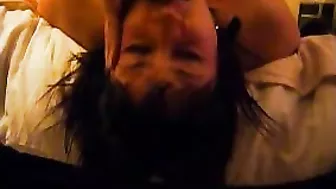 Homemade Rough Sex with Brunette Blowjobs, Gagging & Cumshots