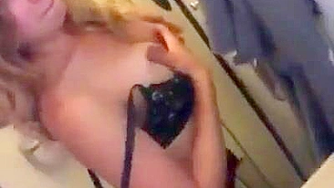 Airplane Amateur with Big Boobs & Busty Girlfriend