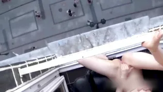 Mad Girl Public Masturbating and Peeing From Balcony On Pedestrians