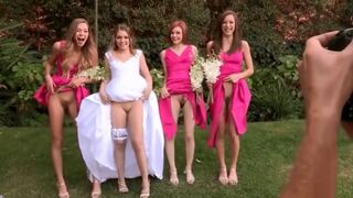 Bride Flashed Pussy and Her Maids too