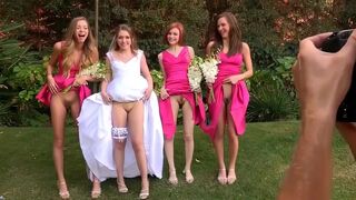 Bride Flashed Pussy and Her Maids too