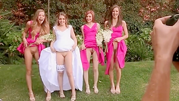 Bride Flashed Pussy and Her Maids too