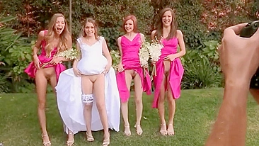 Bride Flashed Pussy and Her Maids too