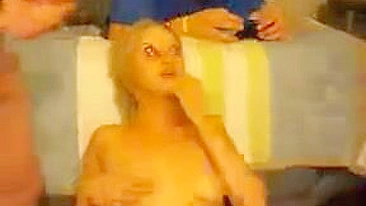 Blonde Swinger Threesome Cumshot Facial Group Sex on Webcam