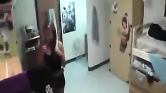 Homemade Lesbian Threesome Fuck Fest in College Dorm Room