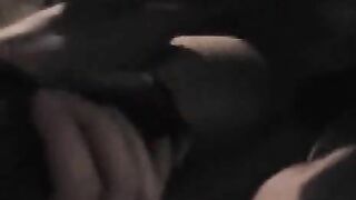 Interracial Gangbang with Hairy Asian Wife Cream Pie Orgasm