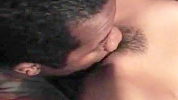 Interracial Gangbang with Hairy Asian Wife Cream Pie Orgasm