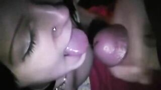 Amateur College Girl Threesome Blowjob & Cum in Mouth Group Sex Video