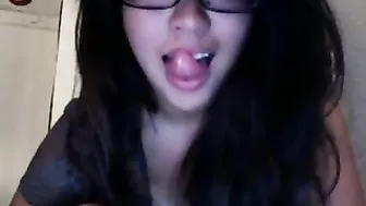 Asian Brunette GFs' Homemade Lesbian Threesome on Webcam