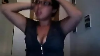 Asian Brunette GFs' Homemade Lesbian Threesome on Webcam