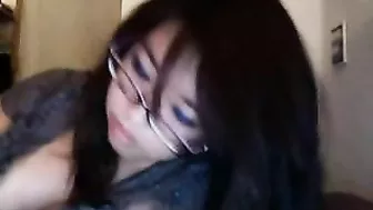 Asian Brunette GFs' Homemade Lesbian Threesome on Webcam