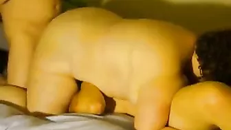 Chubby MILF Wife Gangbang with Lesbian Swingers