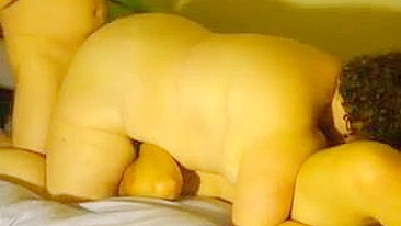 Chubby MILF Wife Gangbang with Lesbian Swingers