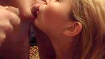 Blonde Amateur Threesome with Double Cumshot and Facial