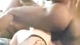 Interracial Gangbang with Two Big Black Cocks for a Horny Wife Homemade Threesome