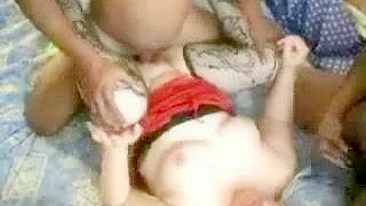 Interracial Gangbang with Two Big Black Cocks for a Horny Wife Homemade Threesome